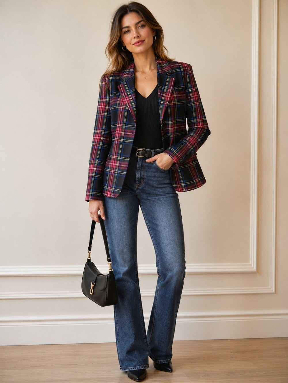 Sag Harbor Polyester Blend Plaid Pattern Blazer Jacket 14